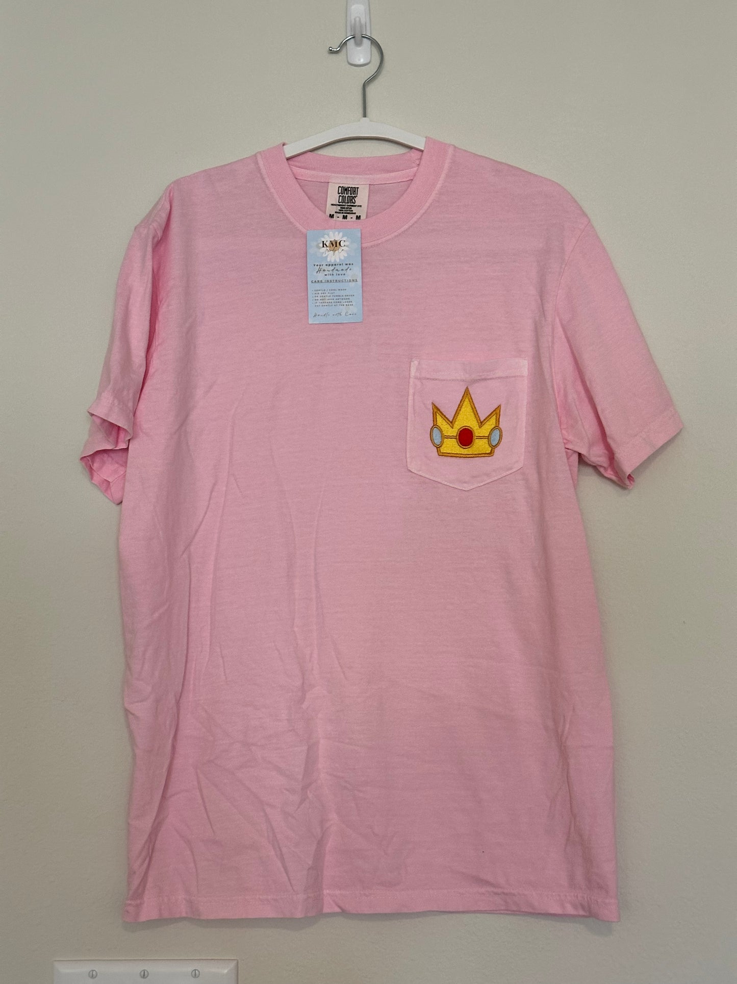 Peach Embroidered Pocket T-Shirt (RTS)