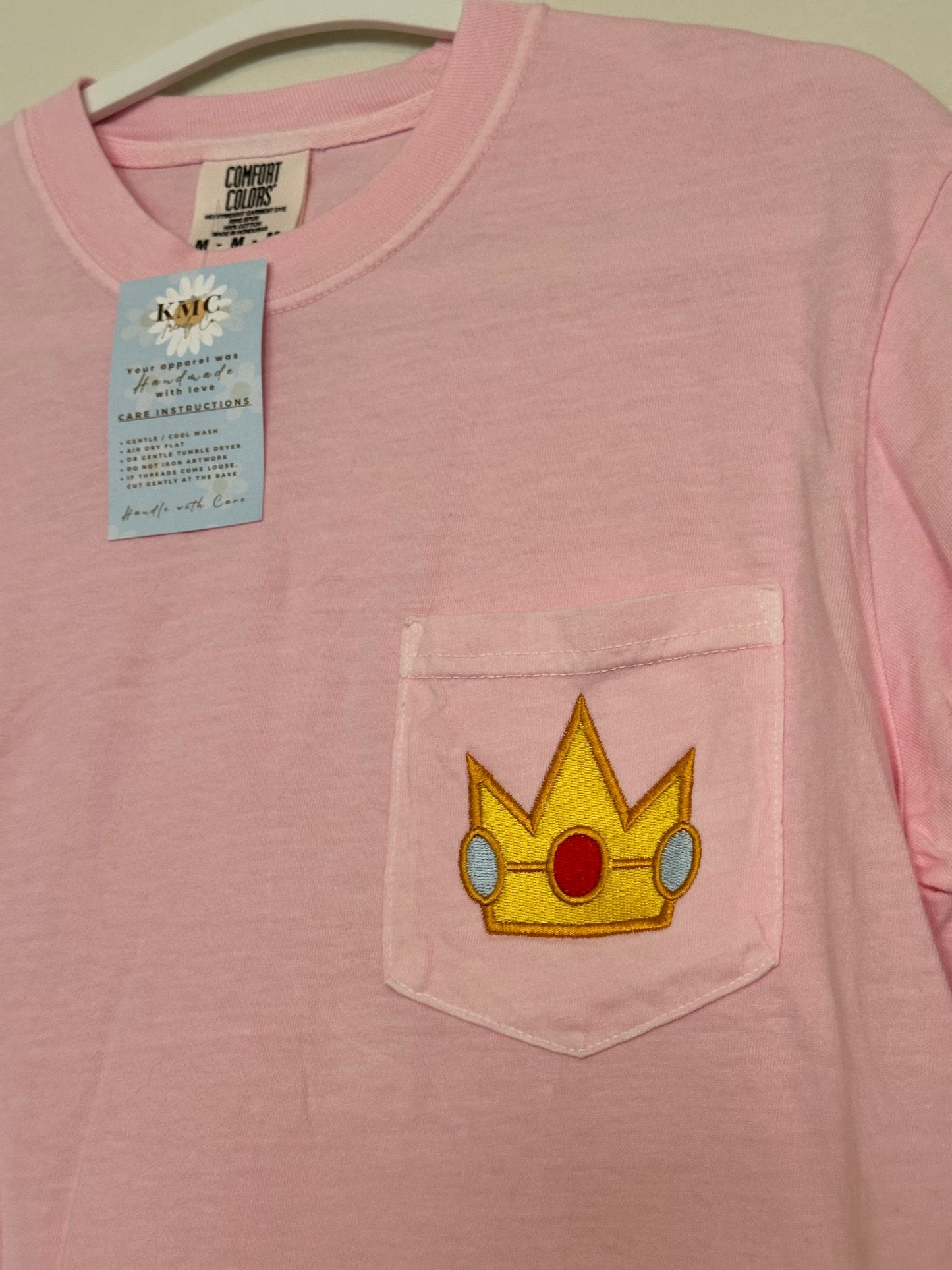 Peach Embroidered Pocket T-Shirt (RTS)