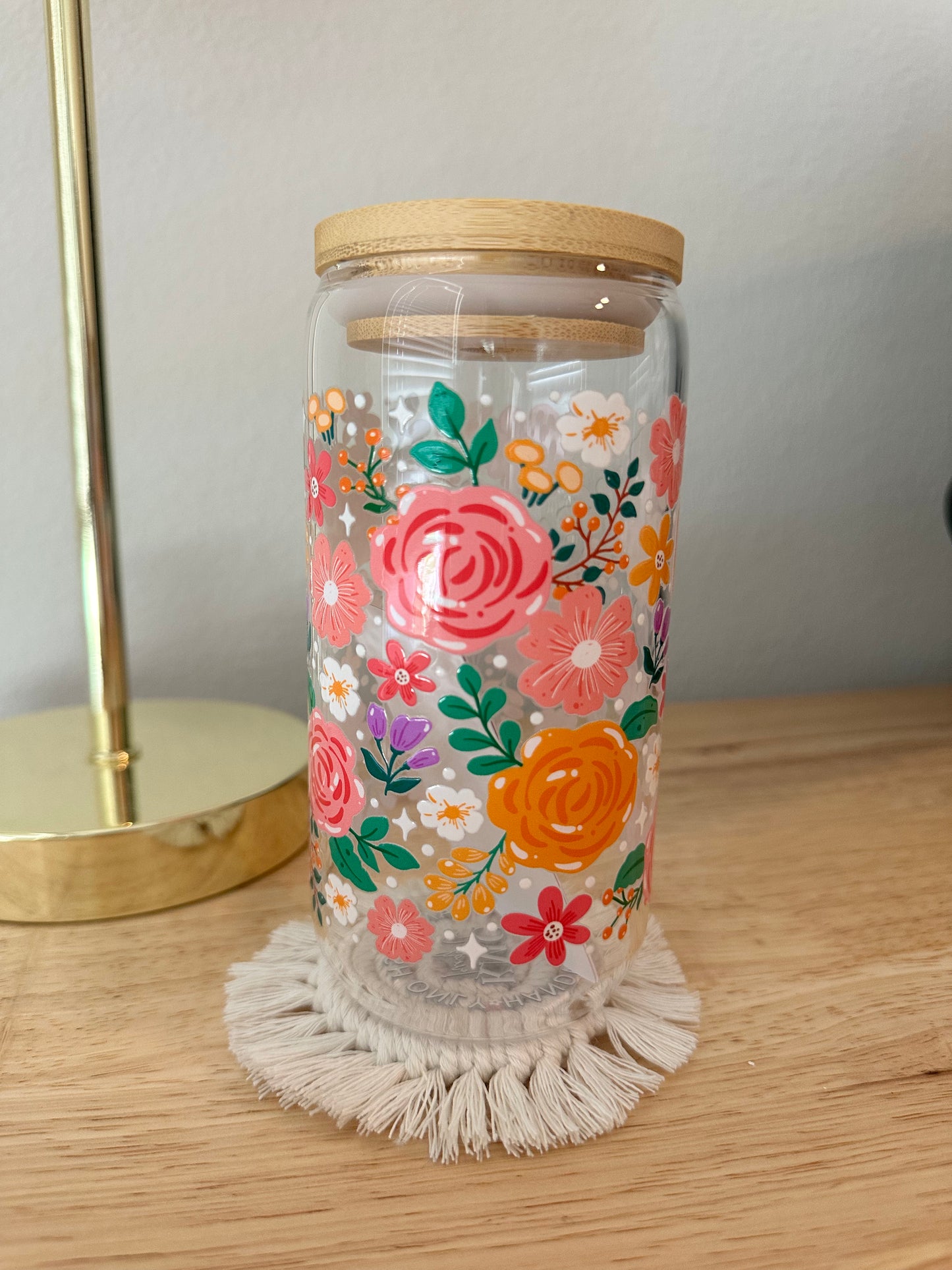 Glass Cute Flowers Cup (RTS)