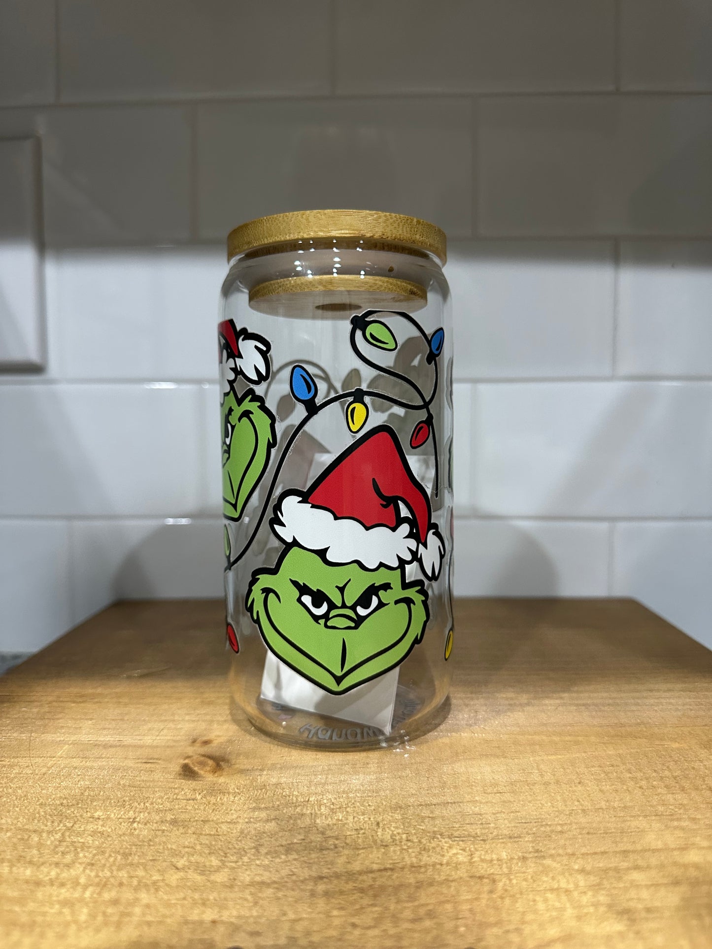 Grumpy Christmas Lights Glass