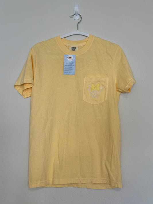 Minnie Flowers Embroidered Pocket T-Shirt (RTS)