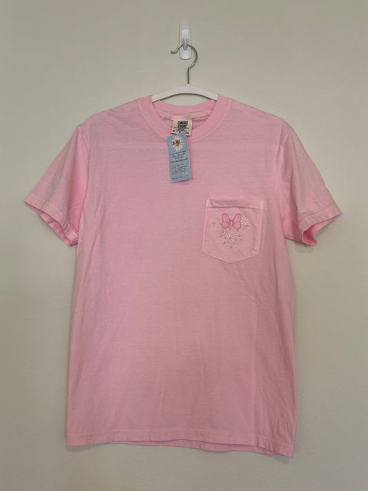 Minnie Flowers Embroidered Pocket T-Shirt (RTS)