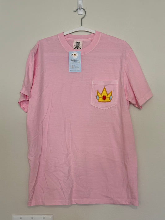 Peach Embroidered Pocket T-Shirt (RTS)