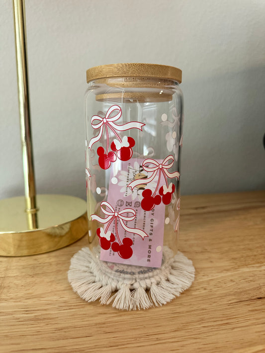 Glass Mickey Cherries Cup (RTS)