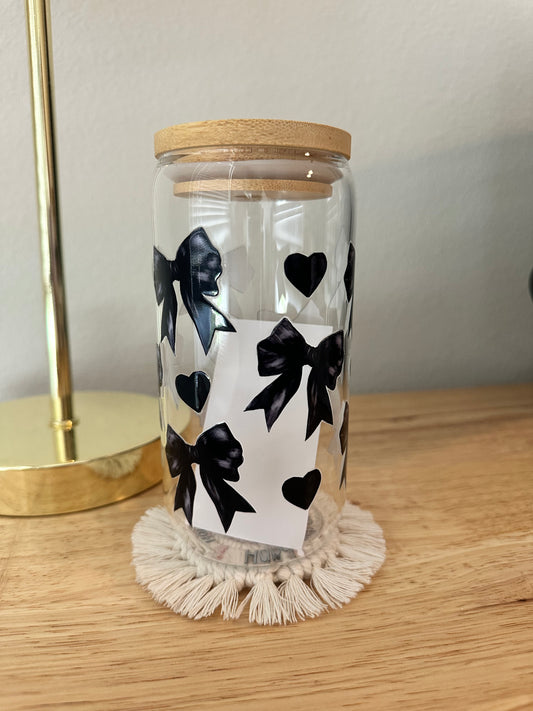 Glass Black Bows Cup (RTS)