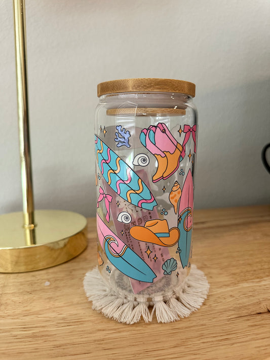 Glass Cute Cowboy Surfer Cup (RTS)