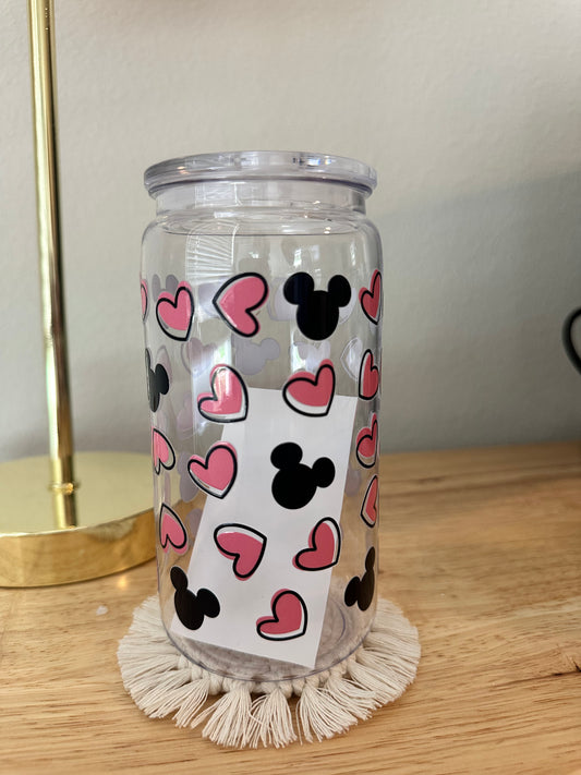 Plastic Pink Hearts Mickey Cup (RTS)