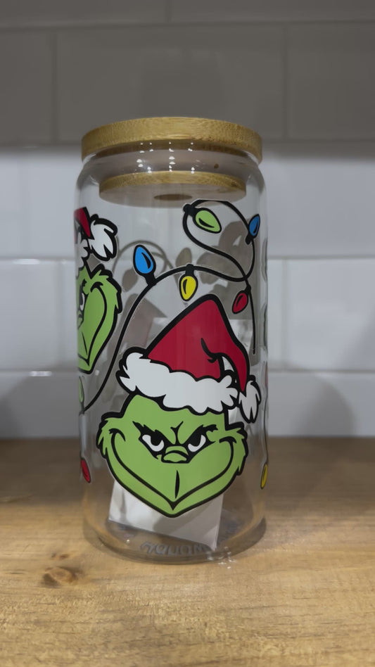 Grumpy Christmas Lights Glass