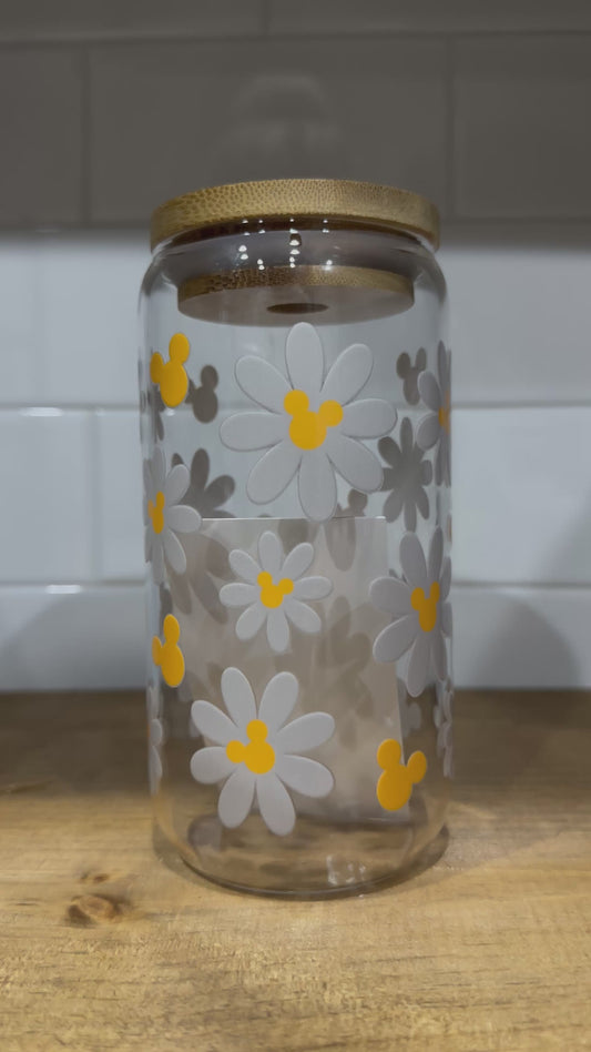 Mouse Daisies Glass